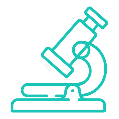Ícone verde de microscópio.